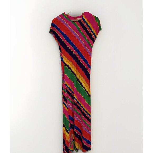 Vtg Kahala Womens Knit Dress Hawaiian Maxi Floral Psychedelic Tropical 60s-70s - Picture 2 of 10